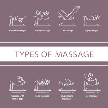 Types of massage. icons. EPS 10 All objects isolatedのイラスト素材