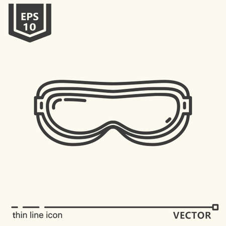 Thin line icon - Ski goggles. EPS 10 Isolated objectのイラスト素材