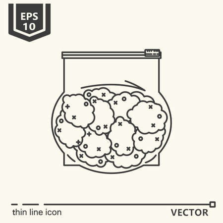 Thin line icon - marijuana buds. EPS 10. Isolated objectのイラスト素材