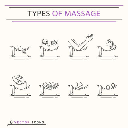 Types of massage, icons. EPS 10 Isolated objectsのイラスト素材