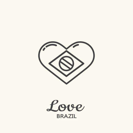 Logo template - Brazilian flag in heart,. EPS 10 Isolated objectのイラスト素材