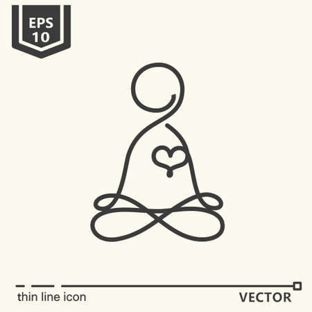 Thin line icon - Meditator. EPS 10 Isolated objectのイラスト素材