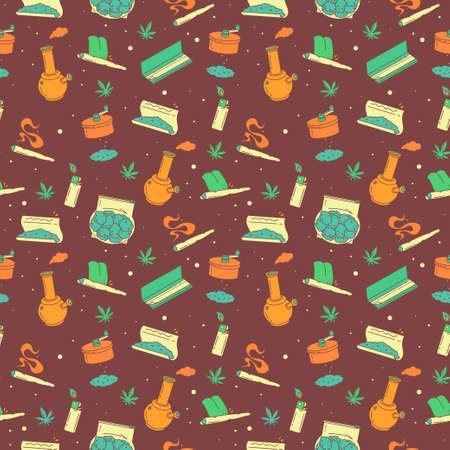 A series of seamless patterns - Smoking stuff. Background illustration EPS 10のイラスト素材
