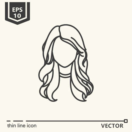Thin line icon - girl. EPS 10 Isolated objectのイラスト素材