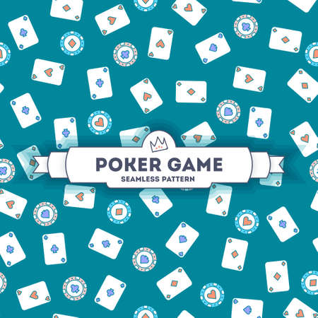 Poker game. Vector seamless pattern. line art style. EPS 10のイラスト素材