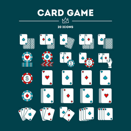 Card Game vector icon set. 20 objects. All objects are Isolated.のイラスト素材