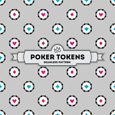 Poker tokens. Vector seamless pattern. 4 objects. line art style EPS 10のイラスト素材
