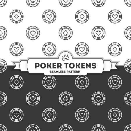 Poker tokens. Vector seamless pattern. 4 objects. line art style EPS 10のイラスト素材