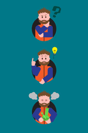 Vector illustration, poster, a little story - How to get fun for shore, about one beard dude, good...