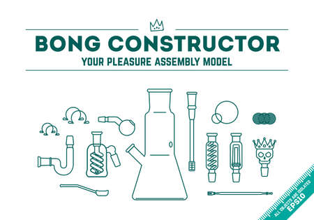 Illustration, of 14 objects in linear style.のイラスト素材