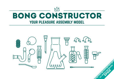 Illustration, of 15 objects in linear style.のイラスト素材