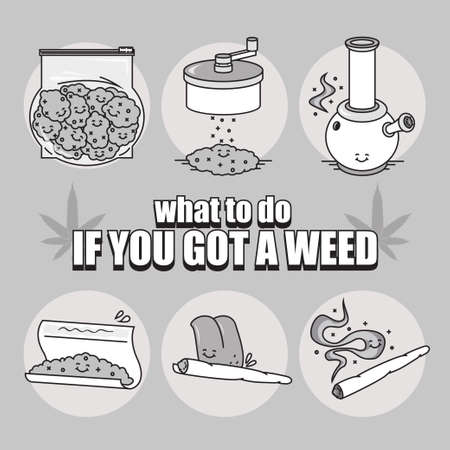 Weed processing, from buds to joint.のイラスト素材
