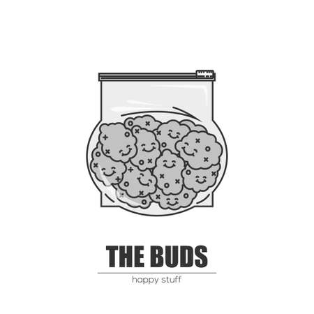 Weed duds in plastic bag.のイラスト素材