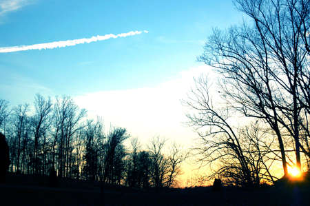 Blue sky sunset.の写真素材