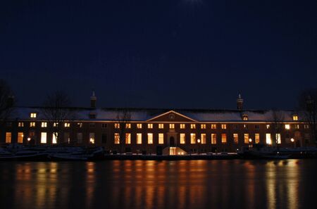 Hermitage Museum at Amsterdam, night shotのeditorial素材