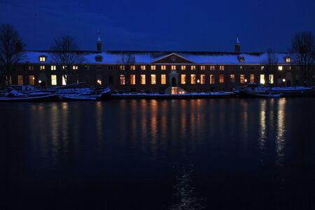 Hermitage Museum at Amsterdam, night shotのeditorial素材