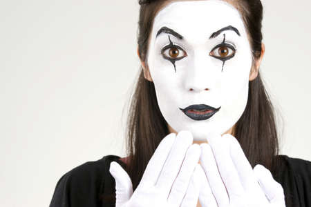 Megan in White Face saying oopsの写真素材