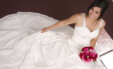 Bride Seated with Bouquetの写真素材