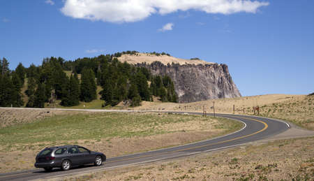 Station Wagon on the Road in Western United Statesの写真素材