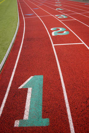 The lane markings up close at school track field