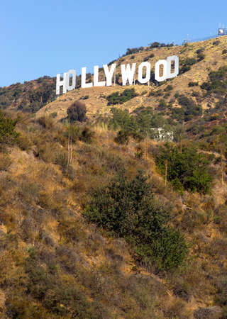 Verttical composition of Hollywood sign on a sunny dayのeditorial素材