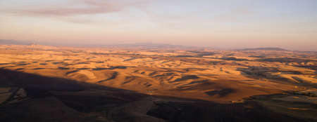 Rolling hills from a good vantage point overlooking rich Palouse Country farmlandの写真素材