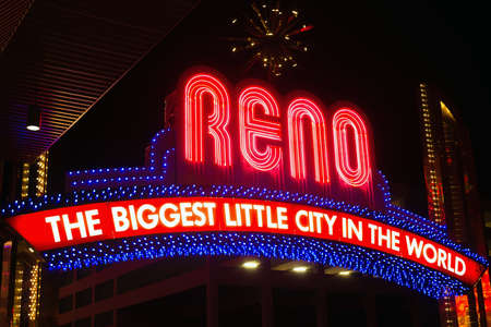 Night time on the strip in Renoのeditorial素材