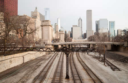 A storm is about to dump water on downtown Chicagoの写真素材