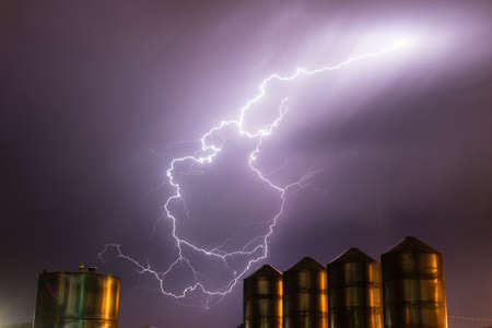 Idaho Thunderstorm Storage Silos Electrical Storm Lightning Strike