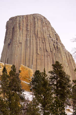 A cold winter monument in the northern state of Wyomingの写真素材