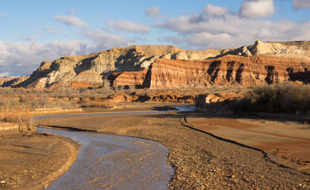 Dramatic light and clouds makes this Utah scene pop late afternoon at Pahreah Riverの写真素材