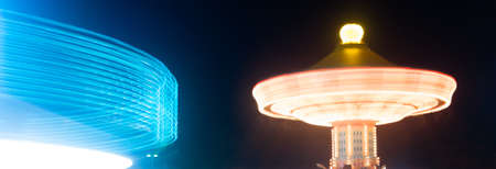 Local State Fair Carnival Ride Long Exposure Red Blue Streaksの写真素材