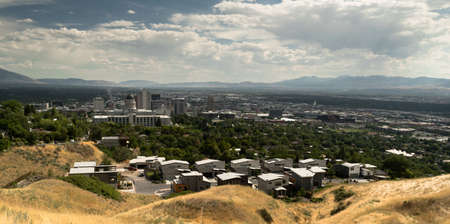 Capital Dominates Salt Lake City Skyline Looking Southの写真素材