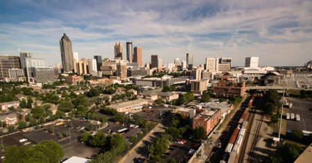 A view of the urban sprawl of buildings in the vast Atlanta, Georgia skylineの写真素材