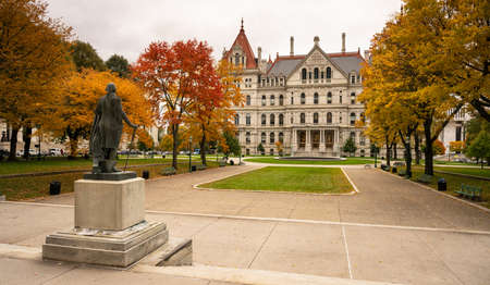 Full Size sculpture on the lawn in front of the New York statehouse in Albanyの写真素材