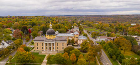 The Ontario County Courthouse stands out on Rochester in downtown Canandaigua New Yorkの写真素材