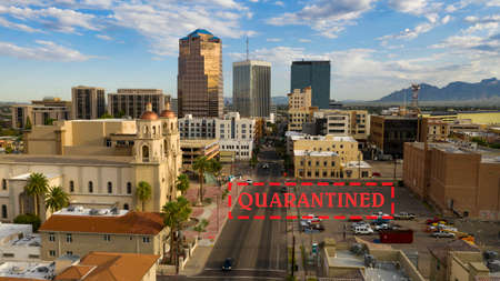 Aerial View from a high aerial position over Tucson AZの写真素材