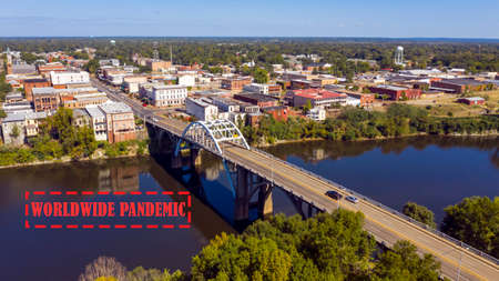 The Alabama River runs by Selma the count seat of Dallas County deep south USAの写真素材