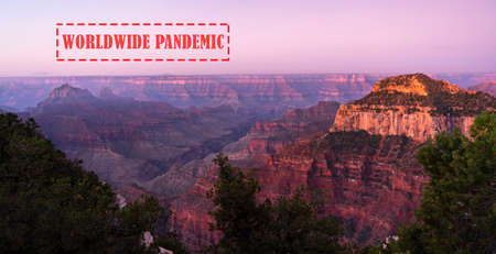 Scene from a viewpoint along the south rim of the Grand Canyon in Arizona USAの写真素材