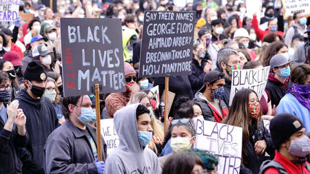 The Muckleshoot Tribe arranged a peaceful protest on the steps of City Hall in Auburn WA USAのeditorial素材