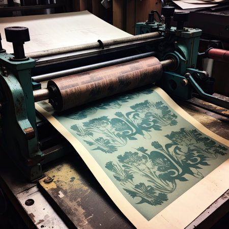 1:1 aspect ratio vintage antique print maker press floral patternの素材