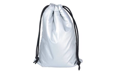 Isolated picture of flexible silver pouch with white backgroundの写真素材