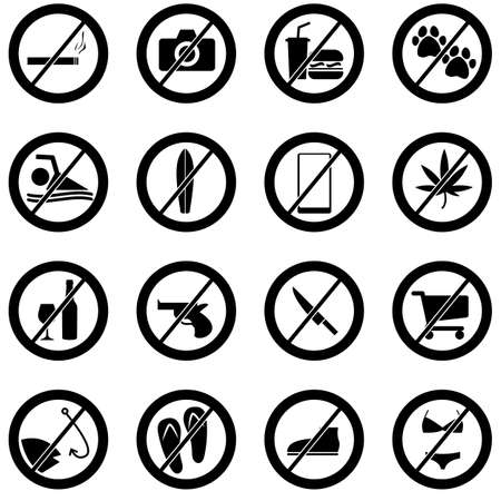 Warning caution forbidden sign for various purpose icon symbol pictogramのイラスト素材