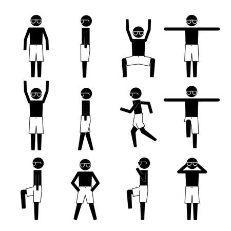 men with shade wearing beach short icon pictogram symbol info graphicのイラスト素材