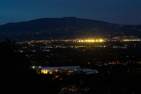 Night view of the city of Tbilisi, capital of Georgiaの写真素材