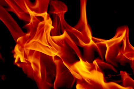 Fire isolated on a black background.