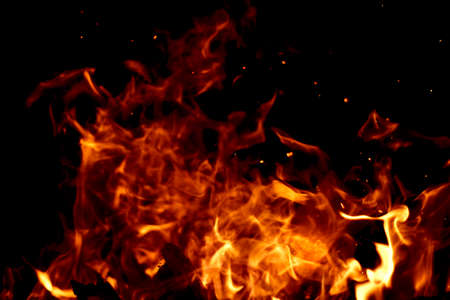 Fire isolated on a black background.