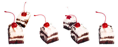 cherry cupcakes isolated on white background