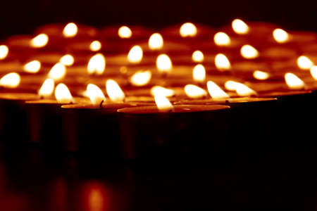 heap of spa candles close-up