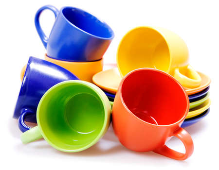 Color cup isolated on white background.